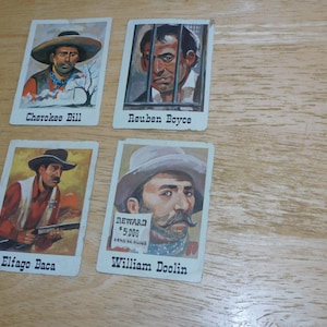 1966 Wild West Outlaws Bad Guys trading card lot - vintage 60s nonsports Cherokee Bill