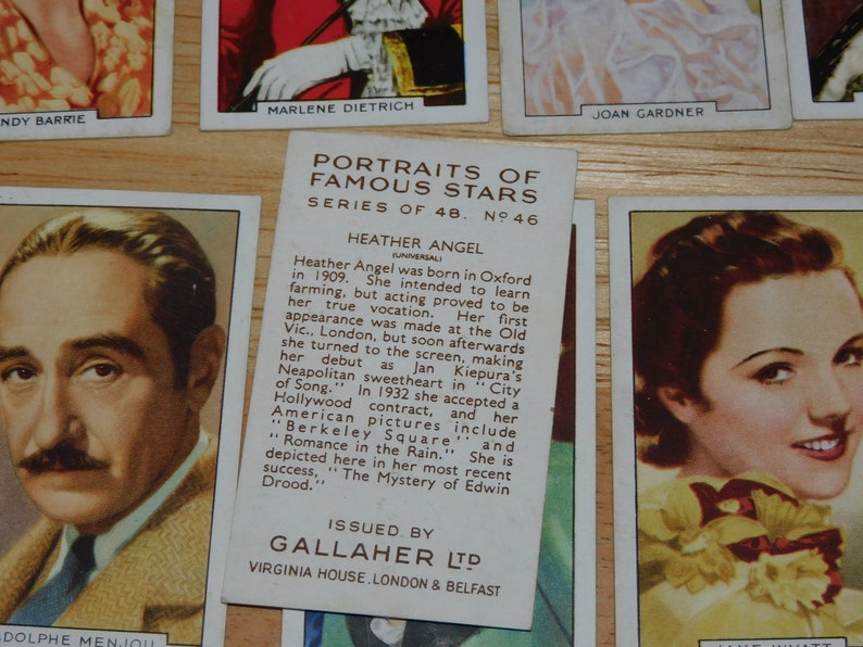 Katharine Hepburn Fred Astaire vintage 1935 Hollywood Film Stars trading card set 1930/'s nonsports lot