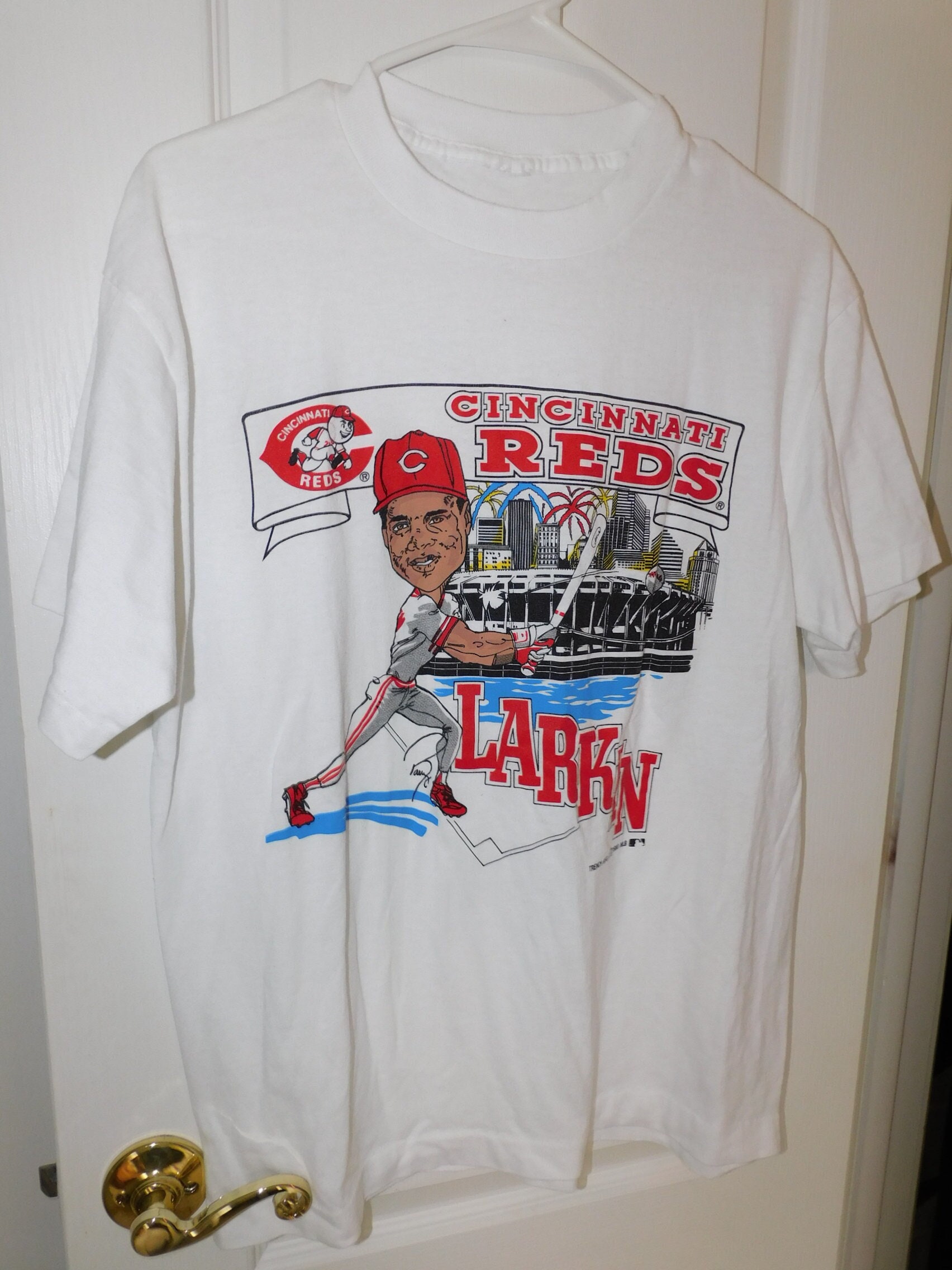 1990 Barry Larkin T Shirt Vintage Cincinnati Reds Baseball 