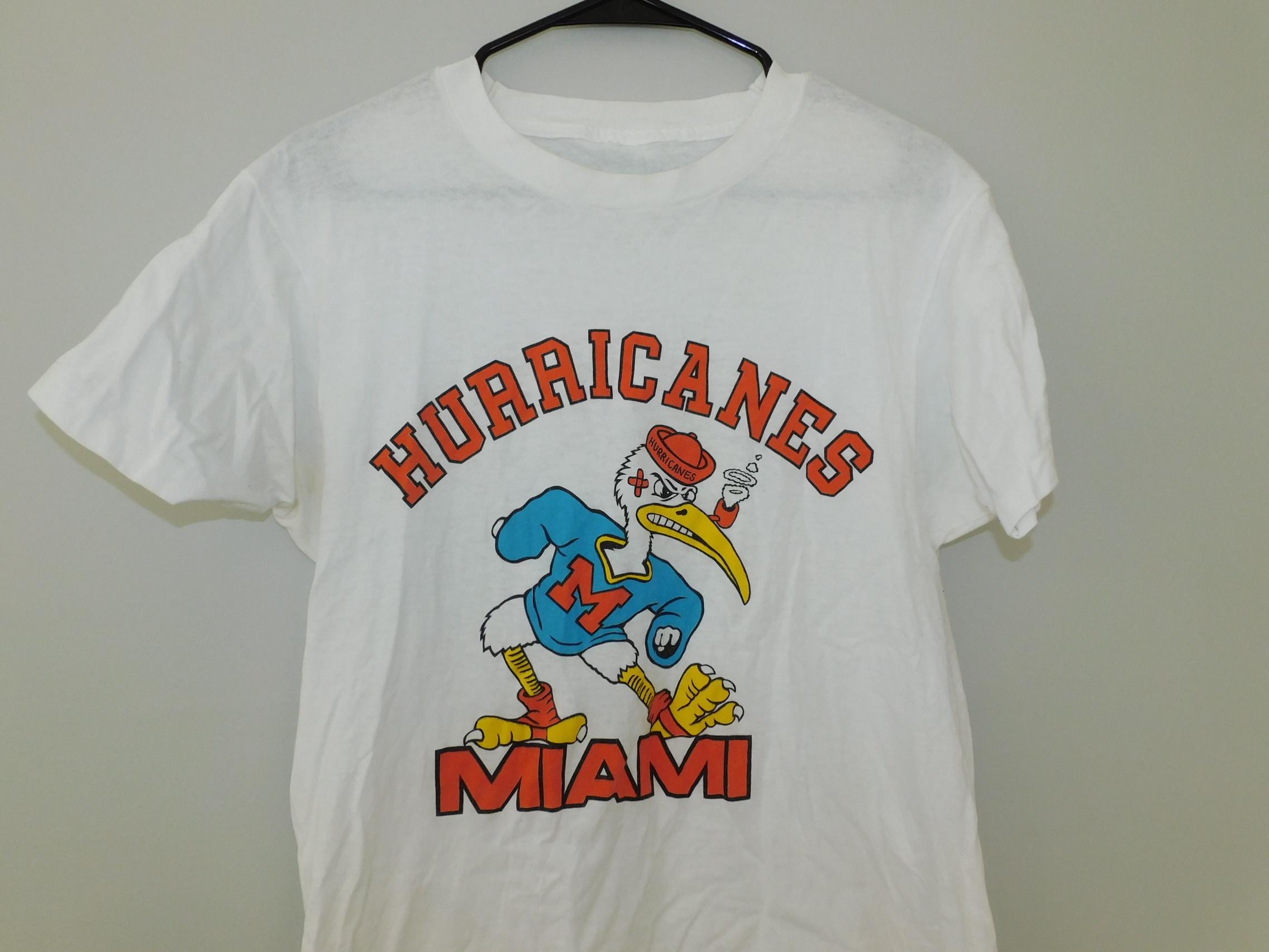 T-shirt Vintage 80's Miami Hurricanes - Marque JERZEES - Taille M Homme - Occasion Très Bon état