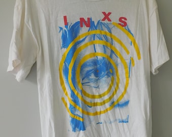 1988 INXS t shirt - skeleton skateboarder - vintage 80s alternative rock new wave band