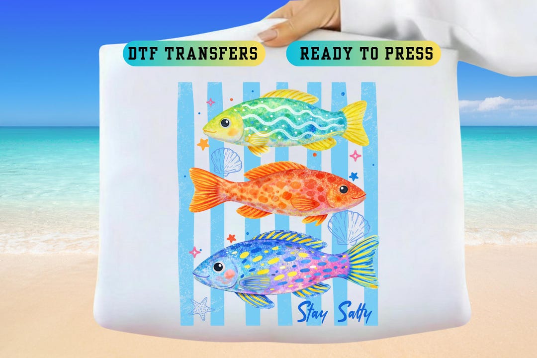 DTF Fish Transfers: Ready to Press Summer Apparel Design - Etsy