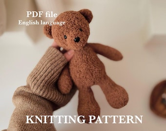 Patroon breispeelgoed pluche beer, klassieke teddybeer, pdf-bestand, Engelse taal