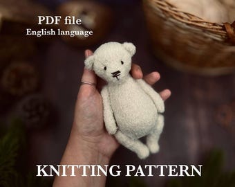 Schattige kleine teddybeer, breipatroon, pdf-bestand, Engelse taal