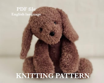 Schattige kleine puppy, breipatroon speelgoed, pluche puppyspeelgoed, gebreid hondenpatroon, Engels