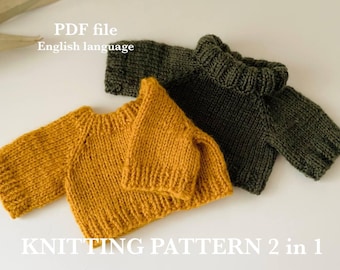 Breipatroon trui en trui, gebreide kleding, gebreide trui voor teddybeer, pdf-bestand, Engelse taal