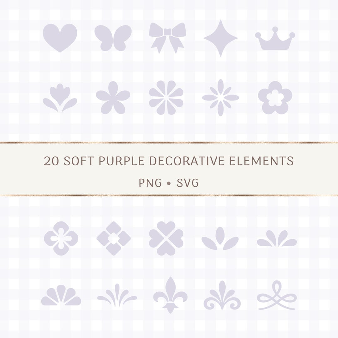 Pale Purple Minimalist Decorative Accents SVG PNG Digital Ornaments ...