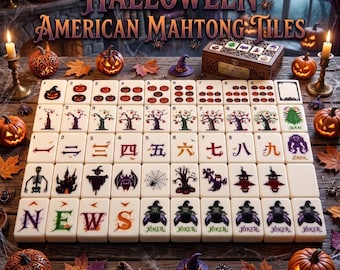 Jeu de mah-jong américain Halloween, design original effrayant, 160 pièces, acrylique 3 couches