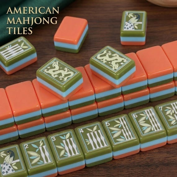 Jade Lotus American Mahjong Set 160 Tiles 4 Layered Acrylic Mahjong Collection Garden Edition