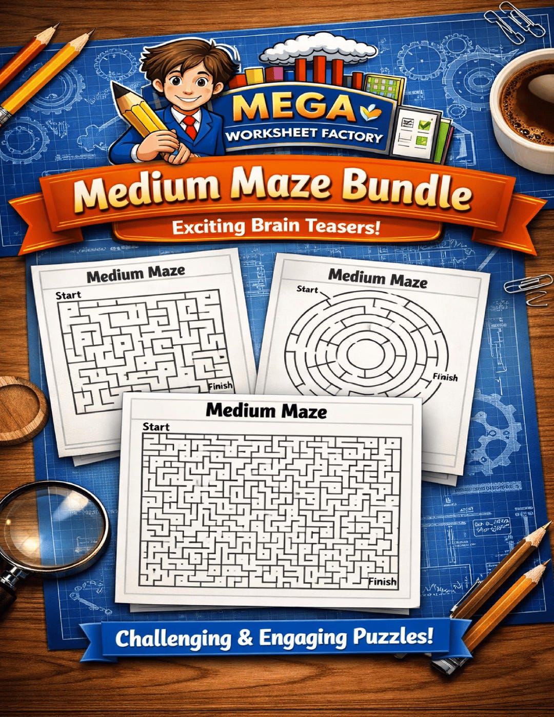 200 Intermediate Maze Puzzles – Medium Difficulty Large Print Book for ...