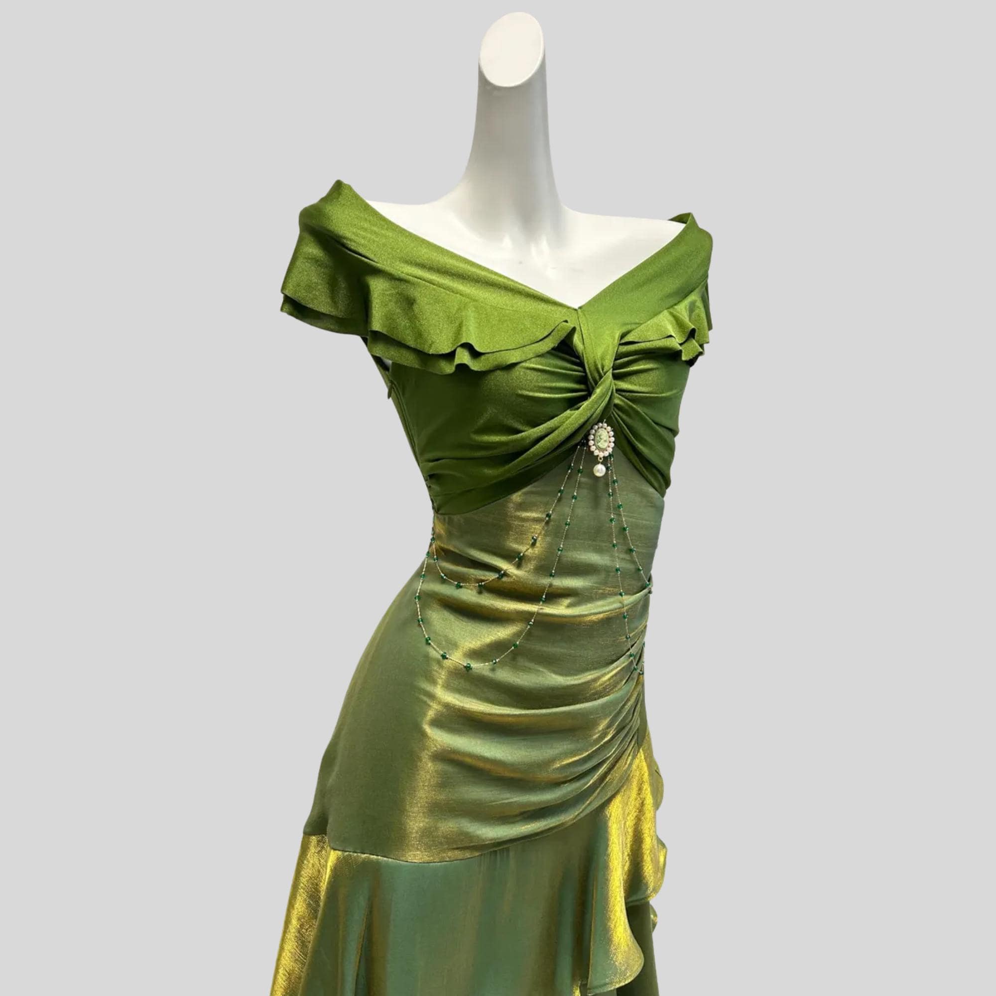 flowy dress for country concert Off The Shoulder Short Green Party Dress – daisystyledress