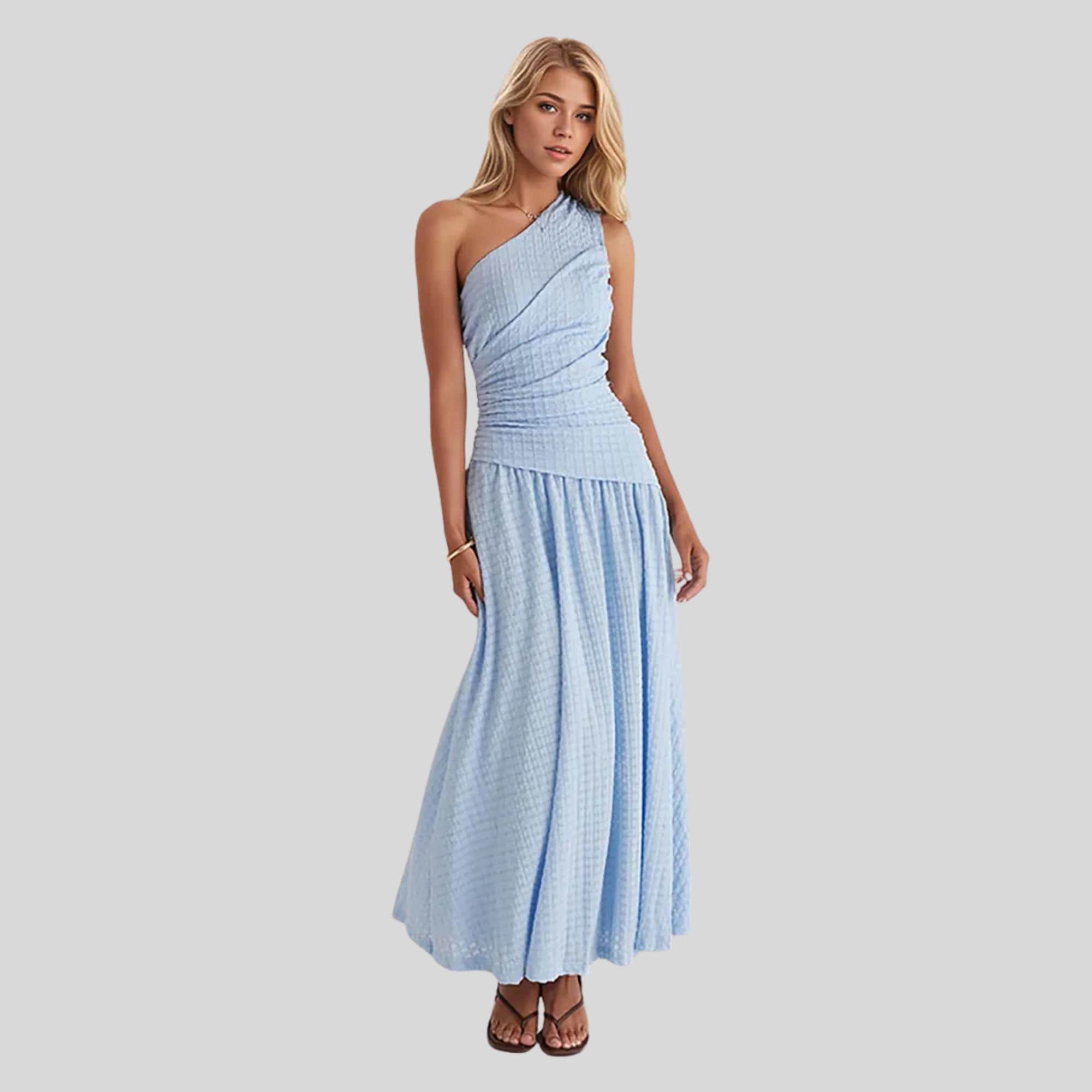 Light Blue One Shoulder Dress - Etsy