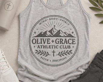 Olive + Grace Athletic Club Tank | Faith Based Fitness Racerback