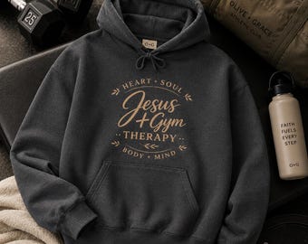 Moletom Jesus + Terapia na Academia | Moletom Cristão para Academia | Moletom Fiel para Fitness | Moletom Cristão para Treino | Presente para Garotas da Academia | Olive + Grace