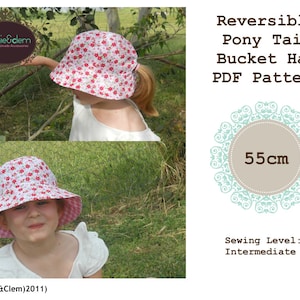 Pony Tail Bucket Hat PDF Sewing Pattern - 55cm