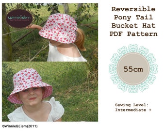 Pony Tail Bucket Hat PDF Sewing Pattern - 55cm