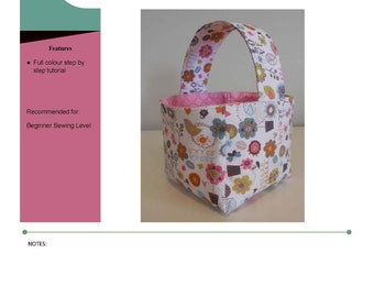 Fabric Basket Tutorial Sewing Pattern, PDF Sewing Pattern