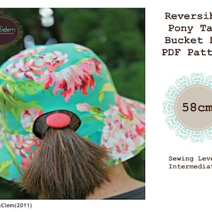 Pony Tail Bucket Hat PDF Sewing Pattern - 58cm