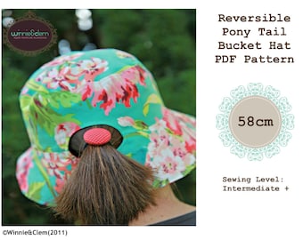 Pony Tail Bucket Hat PDF Sewing Pattern - 58cm