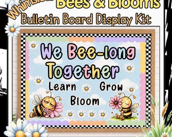 Zestaw z fantazyjną tablicą ogłoszeń o pszczołach | Dekoracja do klasy "We Bee-long Together" | Ekspozycja w klasie z motywem pszczół | Tablica ogłoszeń na powrót do szkoły |