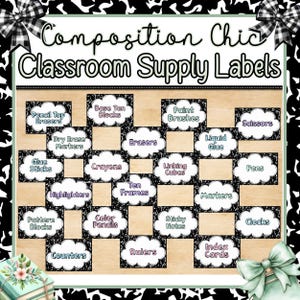 Classroom Supply Labels Printable | Classroom Bin Labels | Composition Notebook Classroom Decor | Teacher Organization Labels PDF