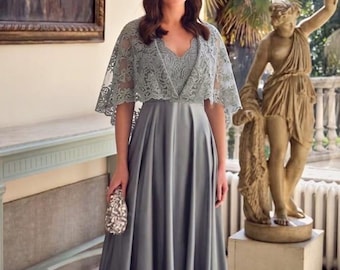 Elegante gelaagde chiffonjurk voor dames - verfijnde midi-/maxi-jurk met sjaaldetail - maat 36-44 (DIGITAL DOWNLOAD)