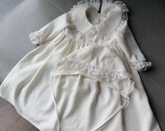 Vintage Style Girls Dress with Lace - Handmade Children Dress - Custom Made to Order