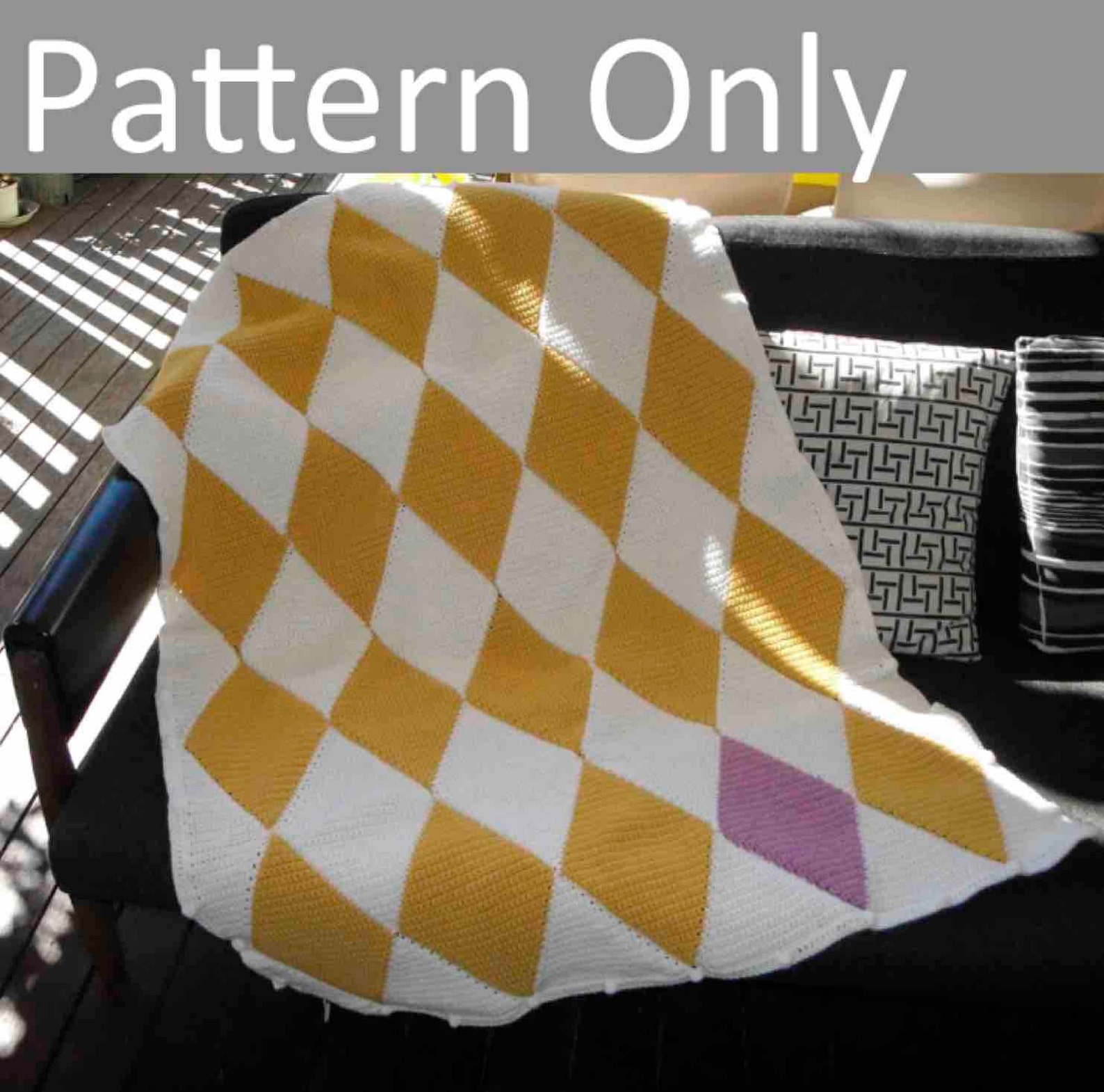 Crochet Pattern Harlequin Blanket / Afghan Beginner Level Onwards Etsy