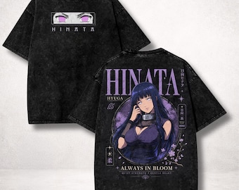 Anime Hinata Hyuga Shirt, Byakugan Always In Bloom Washed Anime Tee, Vintage Naruto Streetwear Fan Merch Gift
