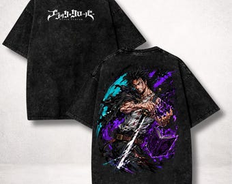 Black Clover Yami Sukehiro Shirt, Black Bulls Captain Dark Magic Washed Anime Tee, Vintage Bootleg Manga Fan Gift