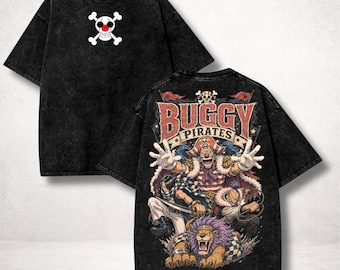 Buggy Pirates Shirt, Buggy The Clown Washed Anime Tee, Vintage Pirate Crew Manga Streetwear, OP Fan Gift