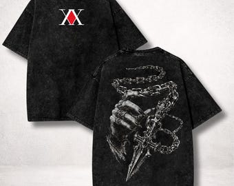 Anime Kurapika Shirt, Chain Jail Judgment Chain Washed Anime Tee, Vintage HxH Streetwear Fan Merch Gift
