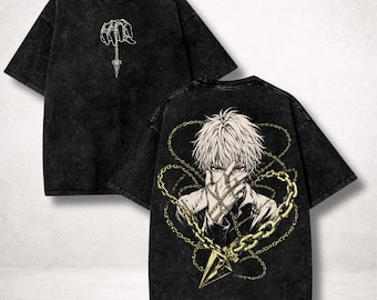 Hunter x Hunter Kurapika Shirt, Judgment Chain Scarlet Eyes Washed Anime Tee, Phantom Troupe Vintage Streetwear Fan Merch