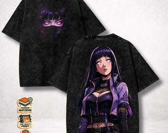 Anime Hinata Hyuga Shirt, Byakugan Eyes Washed Anime Tee, Hyuga Clan Shippuden Manga Streetwear Fan Gift