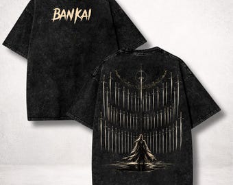 Anime Bankai Shirt, Zanpakuto Soul Reaper Washed Anime Tee, Vintage TYBW Streetwear Fan Merch Gift for Anime Fans
