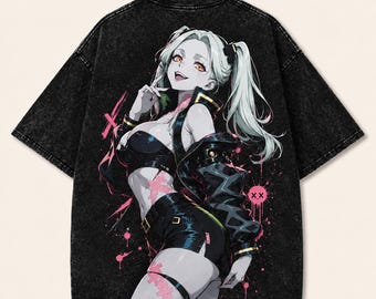 Cyberpunk Edgerunners Rebecca Shirt, Cyberpunk Anime Washed Tee, Rebecca Fan Merch, Vintage Manga Streetwear Gift