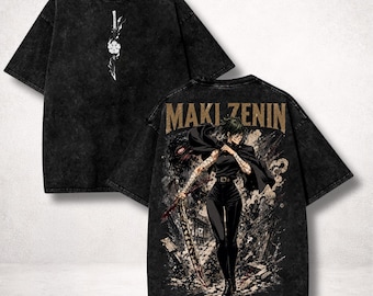 Maki Zenin Shirt, Zenin Clan Washed Anime Tee, Vintage JJK Manga Streetwear, Sorcerer Fan Gift