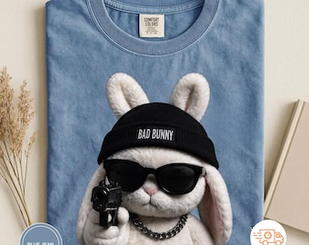 Grafisch T-shirt Bad Bunny: kledingstukgeverfd katoen, uniseks pasvorm