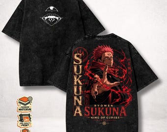 Anime Ryomen Sukuna Shirt, King of Curses Bow Or Be Broken Washed Anime Tee, Vintage JJK Streetwear Fan Merch