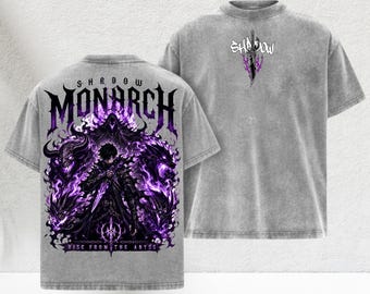 Anime Sung Jinwoo Shirt, Shadow Monarch Rise From The Abyss Washed Anime Tee, Vintage Manhwa Streetwear Gift