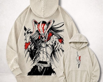 Bleach Ichigo Kurosaki Shirt, Bankai Manga Tee, Hollow Mask Washed Anime Shirt, Soul Reaper Streetwear Gift