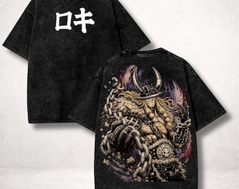 Anime Loki Shirt, Elbaf Prince Loki Giant Warrior Washed Anime Tee, Vintage Bootleg Manga Fan Merch Gift