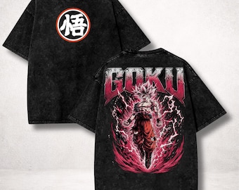 Anime Goku Shirt, Ultra Instinct Goku Washed Anime Tee, Saiyan Manga Bootleg Streetwear, DBZ Anime Fan Gift