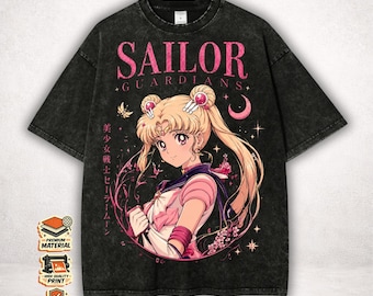 Sailor Guardians Washed Anime Tee, Usagi Tsukino Magical Girl Streetwear