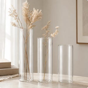 Glass cylinder vase set