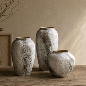 Wabi Sabi Keramikvas, Rustik Snöglasyr Keramikdekor