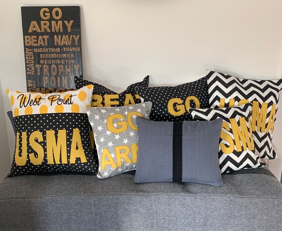 Usma Outdoor Spirit Pillow Black Gold Grey West Point United Etsy