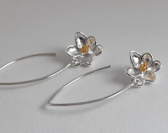 Sterling Silver Orchid Earrings. Dangle Orchid Earrings. Simple Everyday. Flower Earrings. Unique Earrings. Earrings For Women. Gift Idea