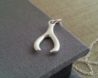 Silver Wishbone Necklace. Wishbone Pendant. Good Luck Jewelry. Lucky Charm. Wish Bone. Layered Layering. Graduation Gift