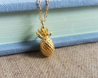 Pineapple Necklace, Gold Necklace, Pineapple Pendant, Pineapple Jewelry, Gold Filled Chain Layering Layered, Gift For Her
